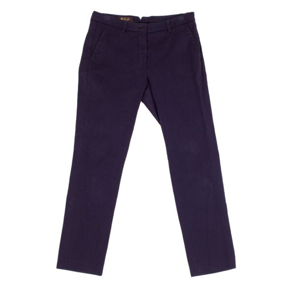 LORO PIANA navy cotton blend pants